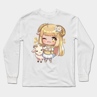 Capricorn the Goat Chibi Zodiac Anime Girl Long Sleeve T-Shirt